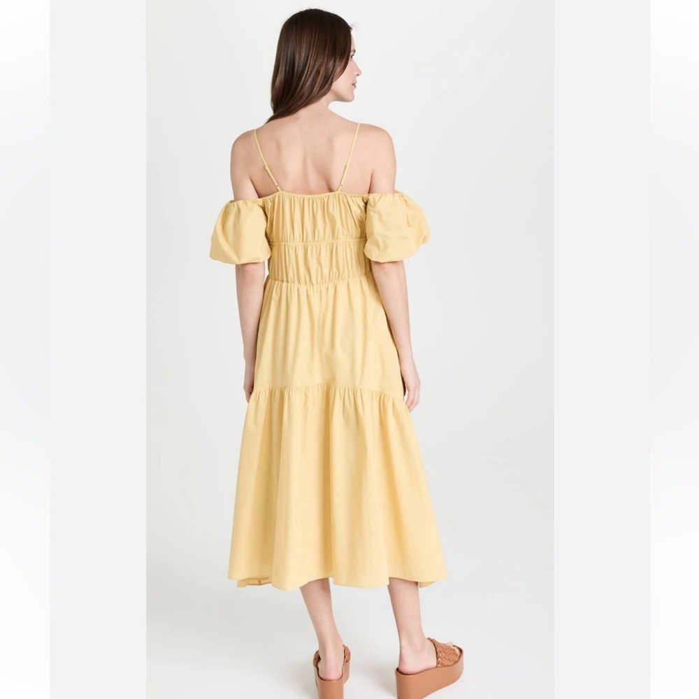 VINCE‎ Sweetheart Puff Sleeve Tiered Midi Dress - Picture 4 of 9
